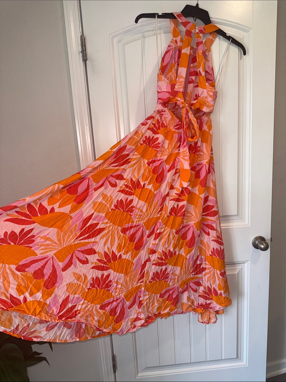 Anthropologie Abel the Label Rumi Floral Halter Maxi Dress Pink Orange Size S - Picture 9 of 13